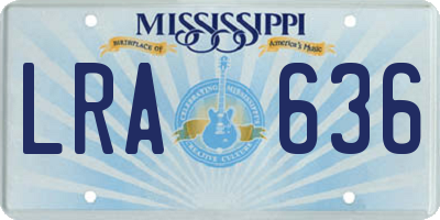 MS license plate LRA636