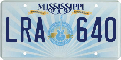 MS license plate LRA640