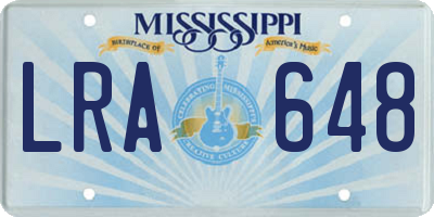 MS license plate LRA648