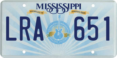 MS license plate LRA651