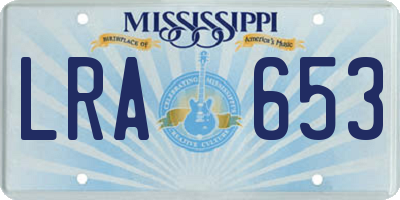 MS license plate LRA653