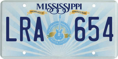 MS license plate LRA654