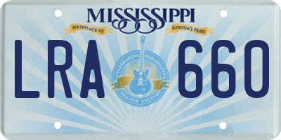 MS license plate LRA660