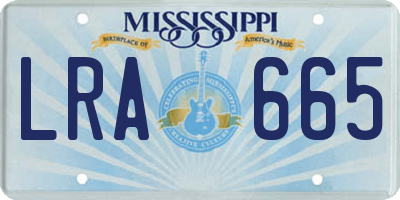 MS license plate LRA665