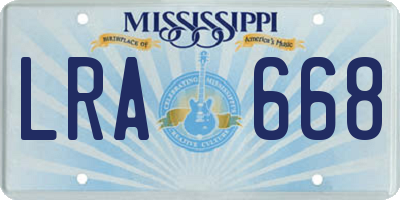 MS license plate LRA668