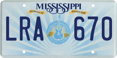 MS license plate LRA670