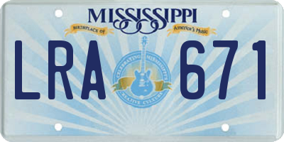 MS license plate LRA671