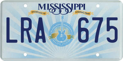 MS license plate LRA675