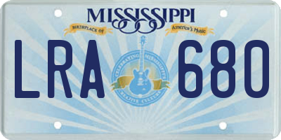 MS license plate LRA680