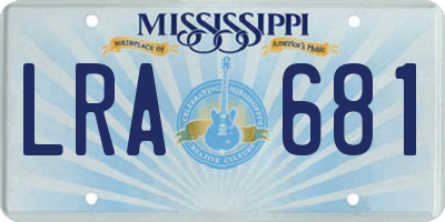 MS license plate LRA681