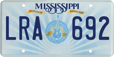 MS license plate LRA692