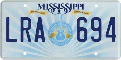 MS license plate LRA694