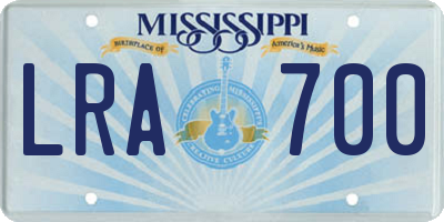 MS license plate LRA700
