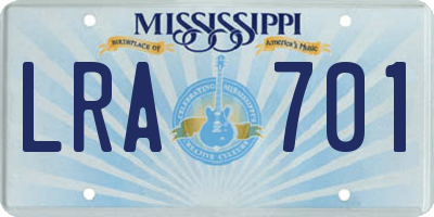 MS license plate LRA701