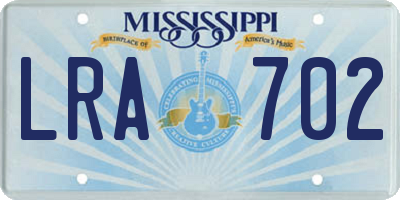 MS license plate LRA702