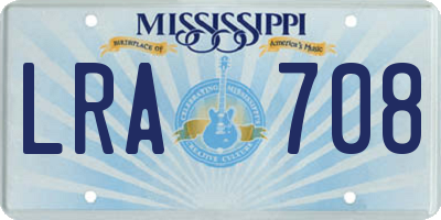MS license plate LRA708
