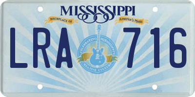 MS license plate LRA716