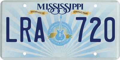 MS license plate LRA720