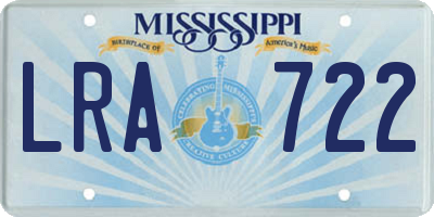 MS license plate LRA722