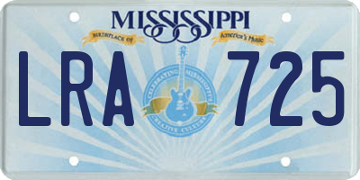 MS license plate LRA725