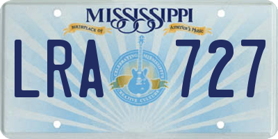MS license plate LRA727