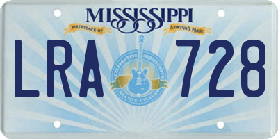 MS license plate LRA728
