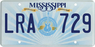 MS license plate LRA729
