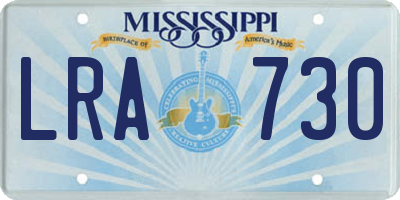 MS license plate LRA730