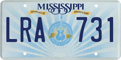 MS license plate LRA731