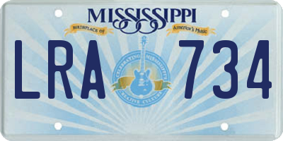 MS license plate LRA734