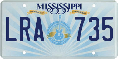 MS license plate LRA735