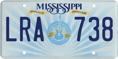 MS license plate LRA738