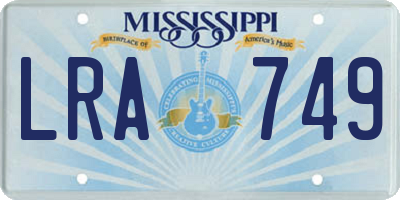 MS license plate LRA749