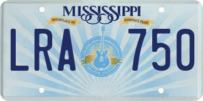 MS license plate LRA750