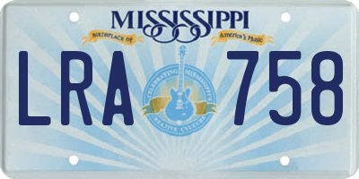 MS license plate LRA758