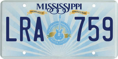 MS license plate LRA759