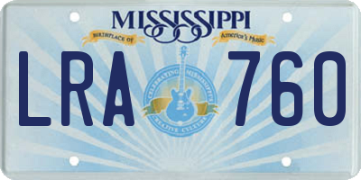 MS license plate LRA760
