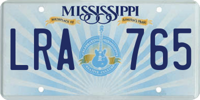 MS license plate LRA765