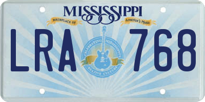MS license plate LRA768