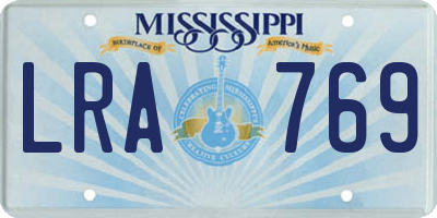 MS license plate LRA769