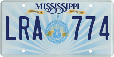 MS license plate LRA774