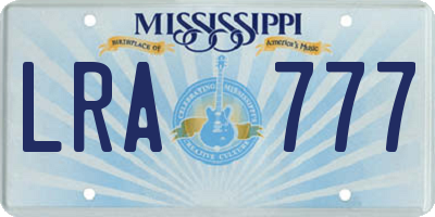 MS license plate LRA777