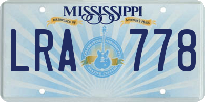 MS license plate LRA778