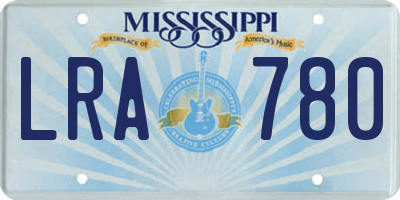 MS license plate LRA780
