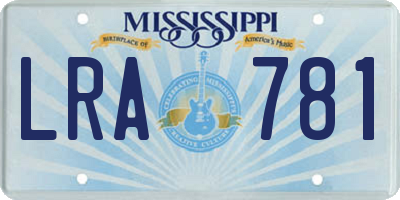 MS license plate LRA781