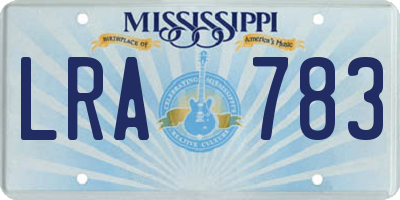 MS license plate LRA783