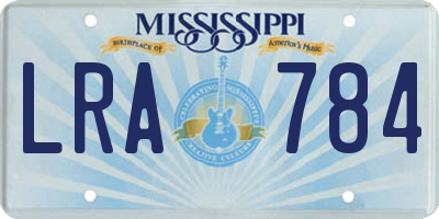 MS license plate LRA784