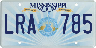 MS license plate LRA785