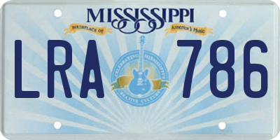MS license plate LRA786