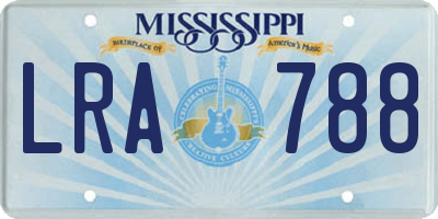 MS license plate LRA788